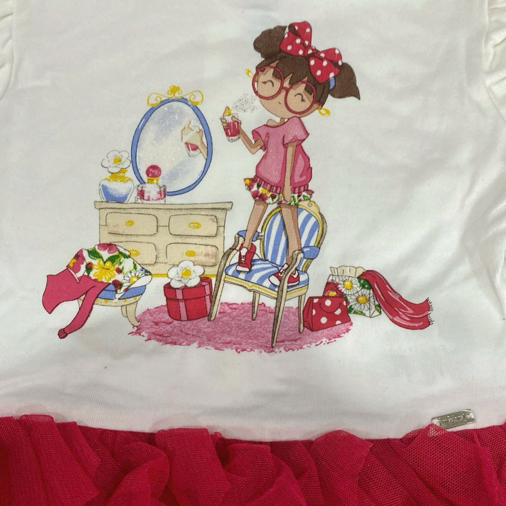 Váy Bé Gái Tùng Bồng Bềnh Họa Tiết Xinh Xắn D7903 Size 9-12M (6-9kg) Hàng Xuất Váy Bé Gái Dễ Thương