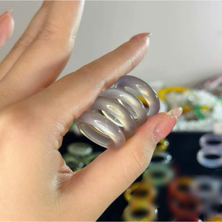Nhẫn Đá Mã Não Xám khói Brazil tự nhiên phong thuỷ may mắn- Chou Jewelry