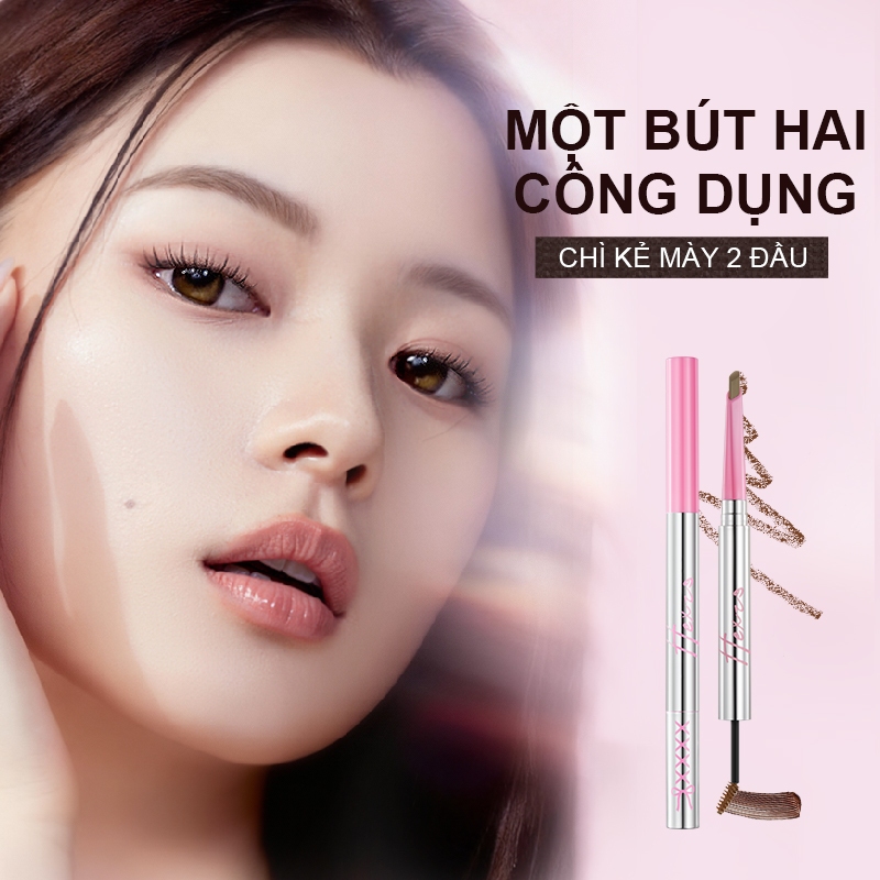 Combo 2 chì kẻ mày tích hợp Mascara 2 đầu HEXZE, lên chuẩn màu, màu tự nhiên lâu trôi