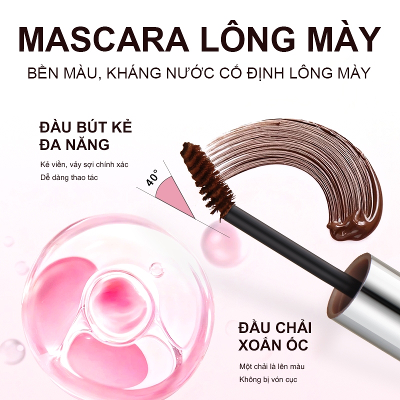 Mascara tích hợp chì kẻ mày 2 đầu HEXZE, lên chuẩn màu, màu tự nhiên lâu trôi