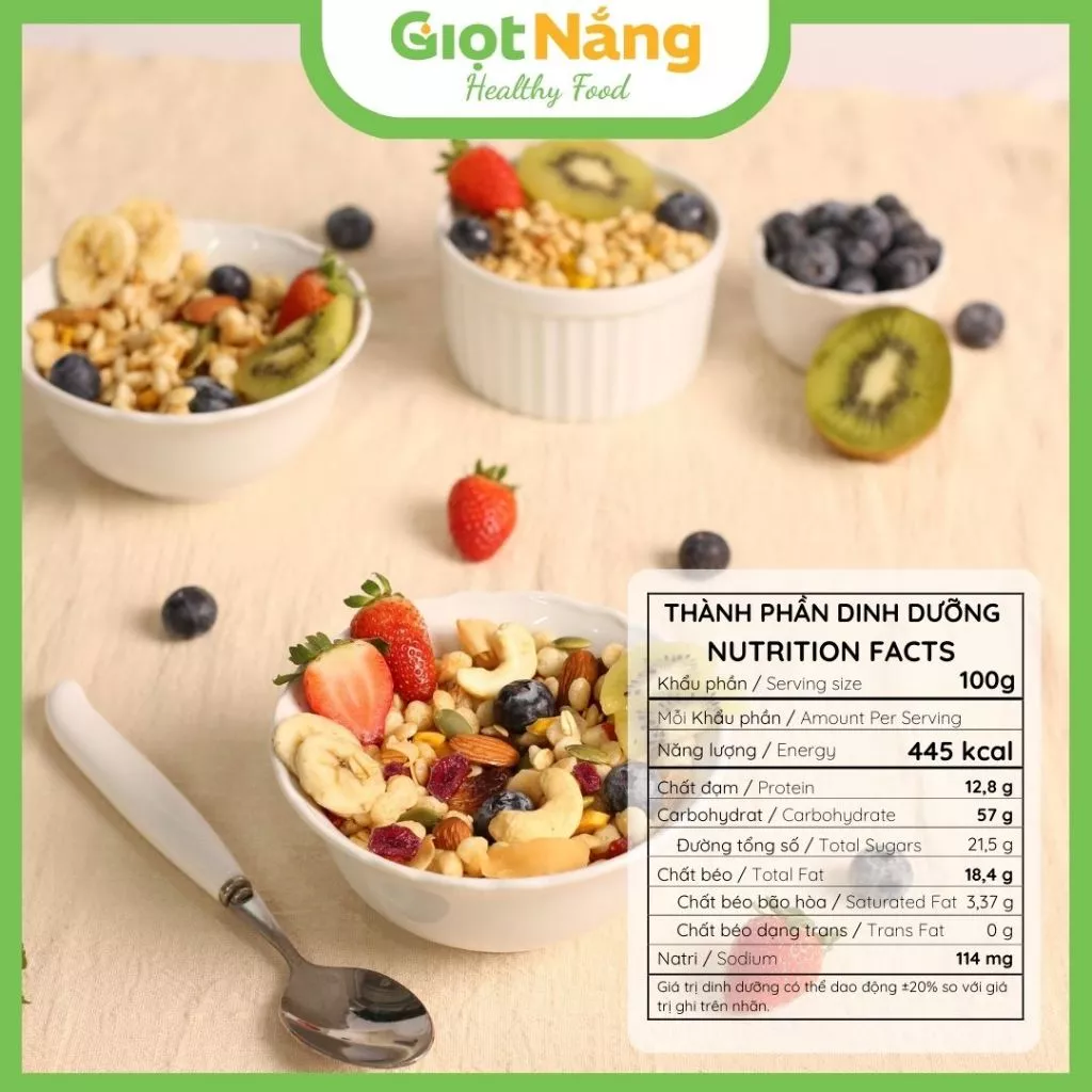 Granola Mới Ngũ Cốc Dinh Dưỡng Viên Yến Mạch Ăn Sáng Trái Cây từ Giọt Nắng