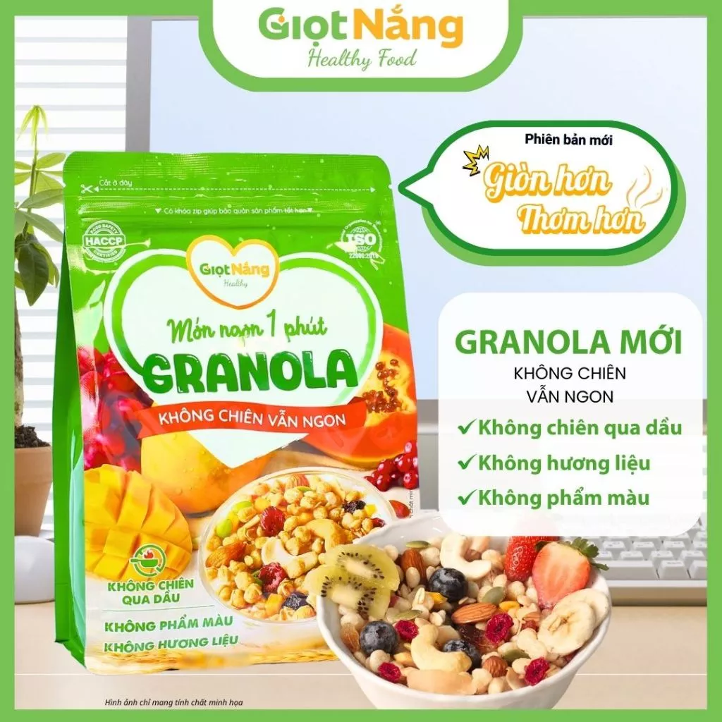 Granola Mới Ngũ Cốc Dinh Dưỡng Viên Yến Mạch Ăn Sáng Trái Cây từ Giọt Nắng