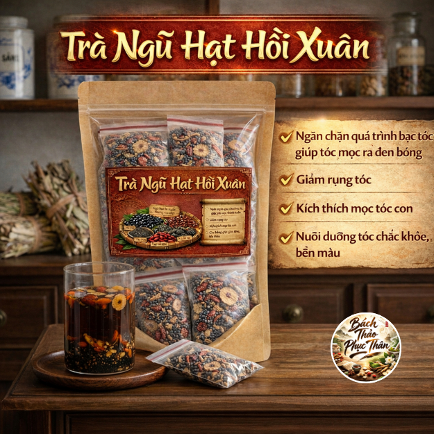 Trà Ngũ Hạt Hồi Xuân mọc tóc đen, chống tóc bạc, kích thích mọc tóc con, ngăn chặn hói