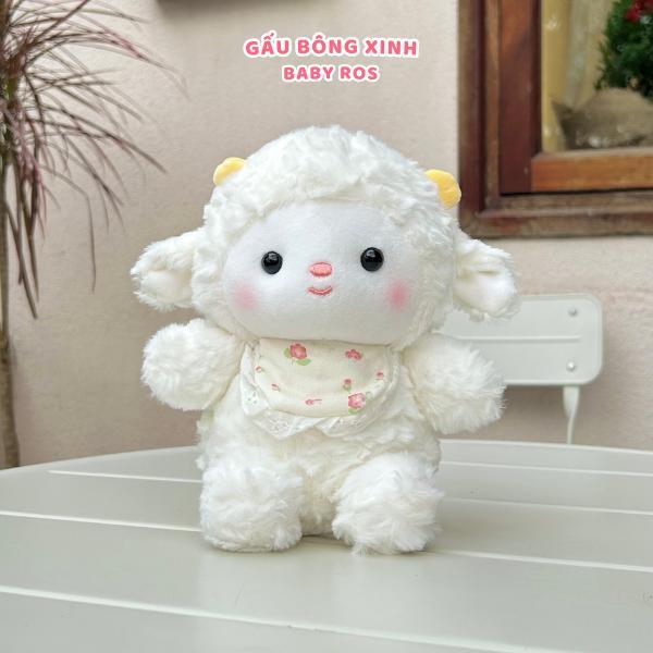 Gấu bông Voi, Heo, Cừu, Ếch, Vịt đeo yếm hàng chính hãng cao cấp, làm quà tặng đáng yêu Baby Ros