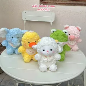 Gấu bông Voi, Heo, Cừu, Ếch, Vịt đeo yếm hàng chính hãng cao cấp, làm quà tặng đáng yêu Baby Ros