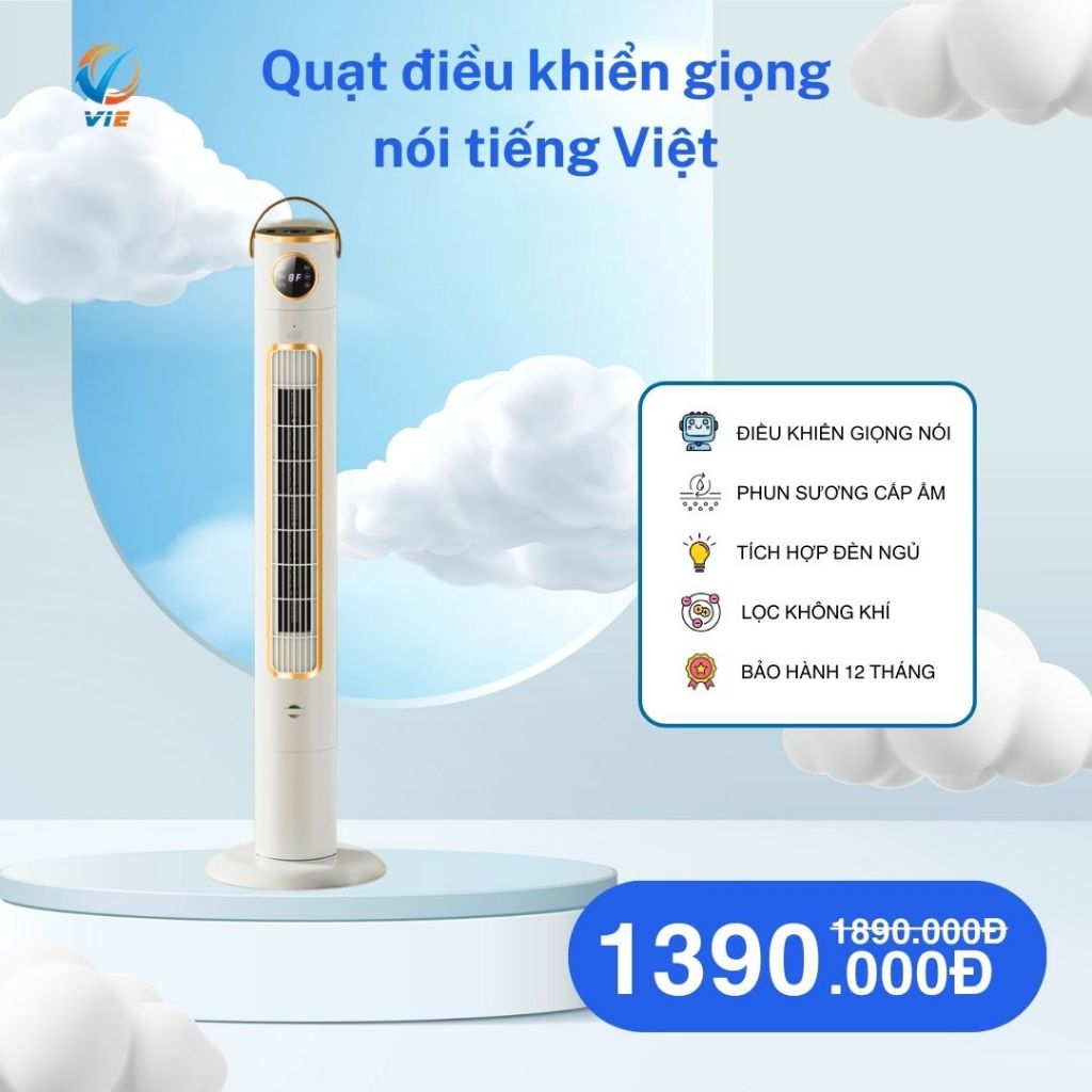 quạt tháp AI điều khiển bằng giọng nói Tiếng Việt VIE-DIAMON