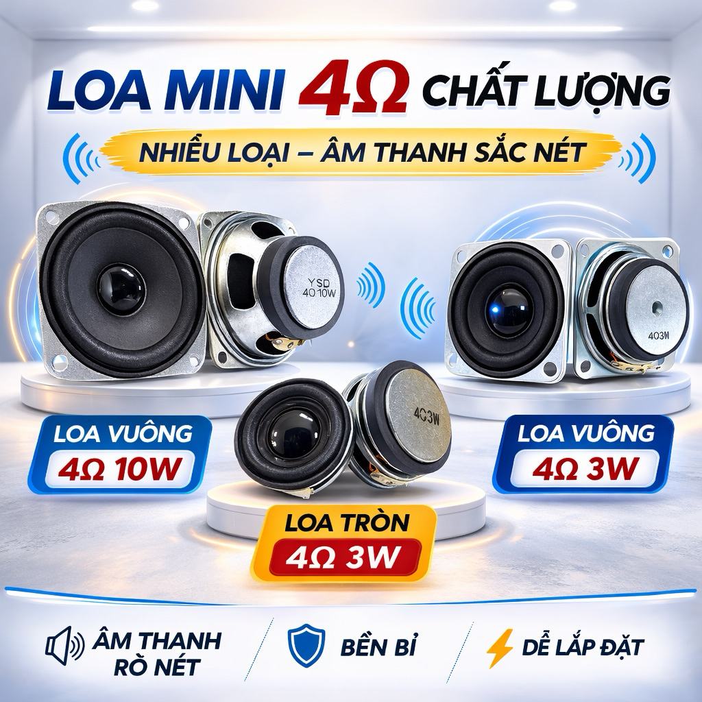 【FREESHIP】Loa Mini 4Ω 3W / 10W – Loa Tròn & Vuông – Dùng Arduino, Ampli ...