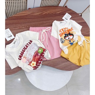 SET ÁO THUN MÈO PHỐI QUẦN SHORT KAKI VÀNG CÁ TÍNH CHO BÉ GÁI 19-55KG | ANHMYBABY