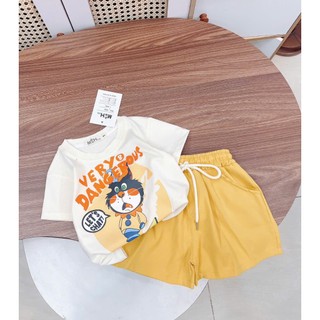 SET ÁO THUN MÈO PHỐI QUẦN SHORT KAKI VÀNG CÁ TÍNH CHO BÉ GÁI 19-55KG | ANHMYBABY