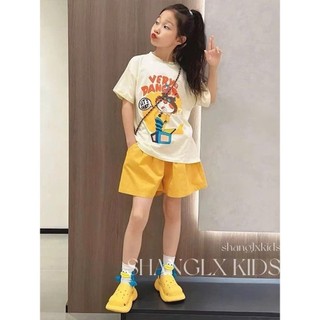 SET ÁO THUN MÈO PHỐI QUẦN SHORT KAKI VÀNG CÁ TÍNH CHO BÉ GÁI 19-55KG | ANHMYBABY