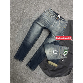 Quần Jean Nam Xanh Wash loang Form Đẹp – Hình In Sau Túi Cá Tính