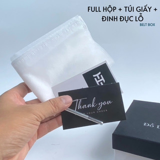 Hộp đựng Thắt Lưng Màu Đen HANDMADE - Tặng kèm đinh đục lỗ, Túi vải, Thẻ bảo hành, Thẻ cảm ơn