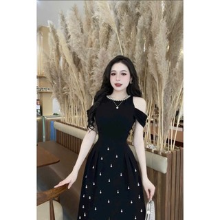 Đầm trung niên thiết kế dáng xoè dự tiệc cotton lạnh cao cấp, co giãn, mềm mại, sang trong,thanh lịch bigsize B6