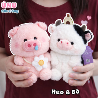 Gấu Bông Lợn Hồng Chảy Nươc Mũi Đeo Túi Trứng 25cm, Mềm Mại, Nhồi Bông Sạch, Hang Nhập Khẩu