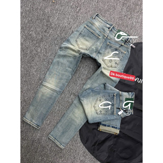 Quần Jean Nam Ống Slim côn đứng Wash Hoạ Tiết Sang Trọng Phong Cách Streetwear