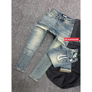 Quần Jean Nam Ống Slim côn đứng Wash Hoạ Tiết Sang Trọng Phong Cách Streetwear