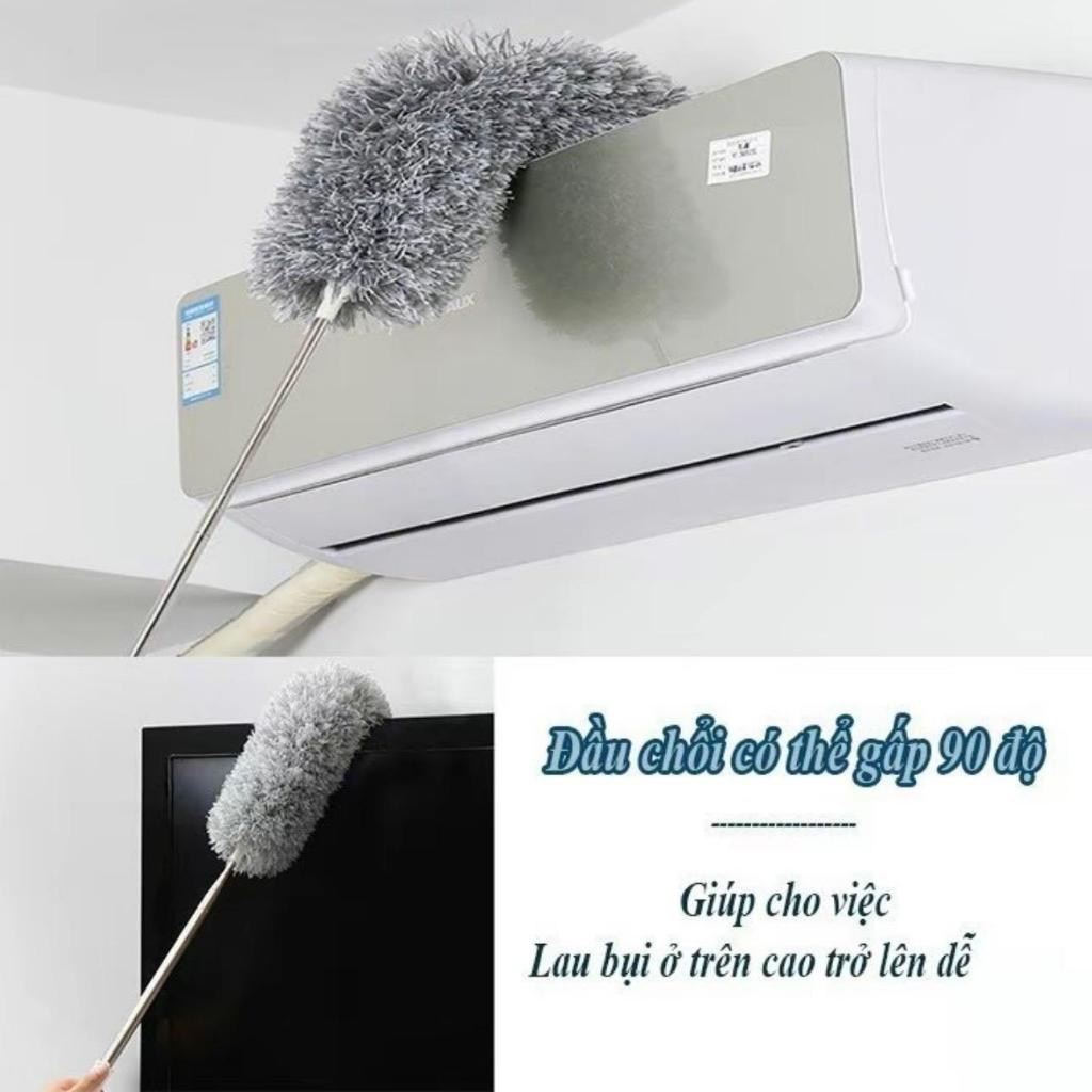 Chổi Quét Trần Nhà Quét Mạng Nhện Gấp Gọn, Kéo Dài 2m8 Đầu Chổi Gập 90 Độ inox Len