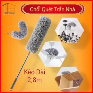 Chổi Quét Trần Nhà Quét Mạng Nhện Gấp Gọn, Kéo Dài 2m8 Đầu Chổi Gập 90 Độ inox Len