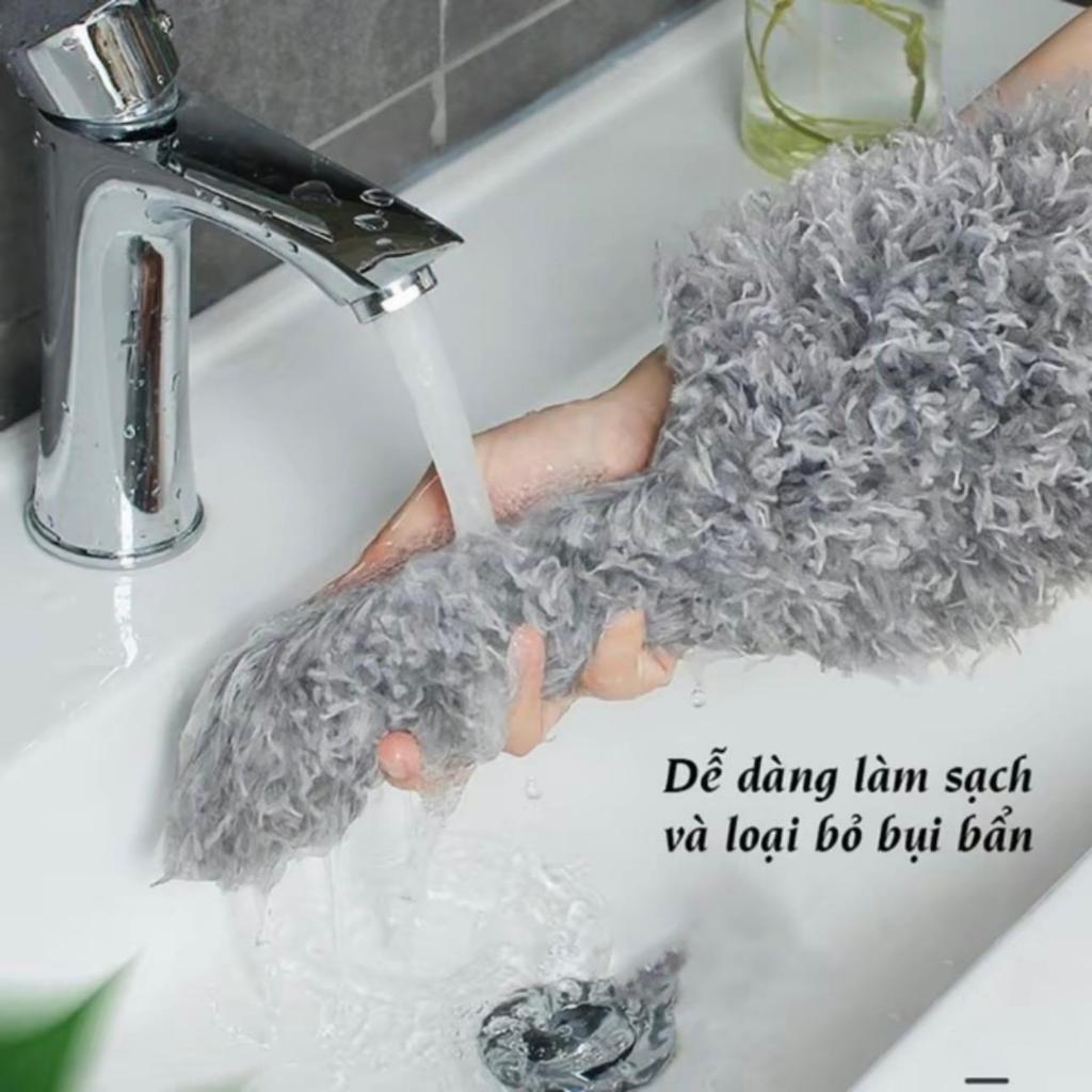 Chổi Quét Trần Nhà Quét Mạng Nhện Gấp Gọn, Kéo Dài 2m8 Đầu Chổi Gập 90 Độ inox Len