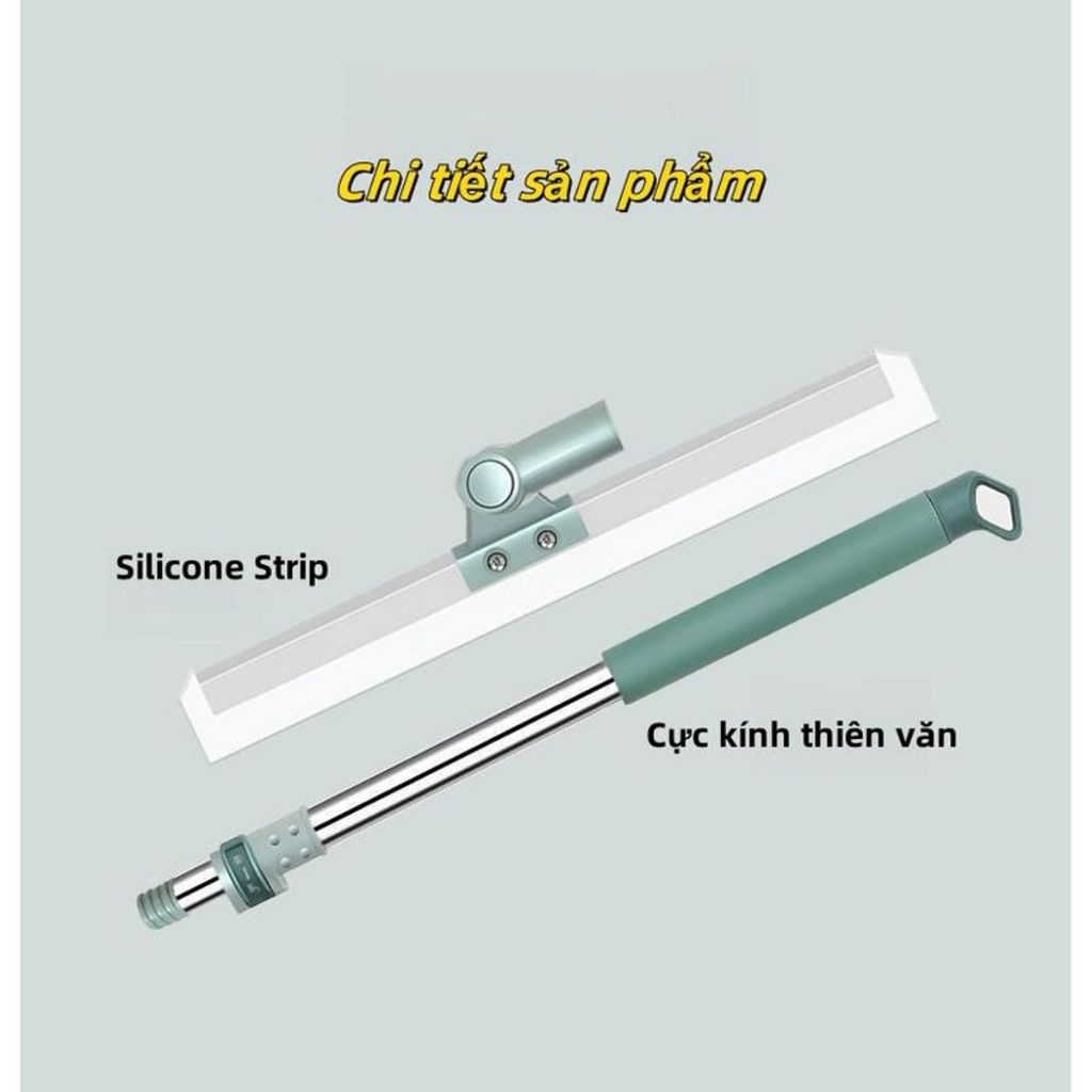 Cây Gạt Nước Sàn Nhà, Chổi Gạt Nước Silicon Nhà Tắm Cán Thép Không Gỉ Tăng Giảm Chiều Dài