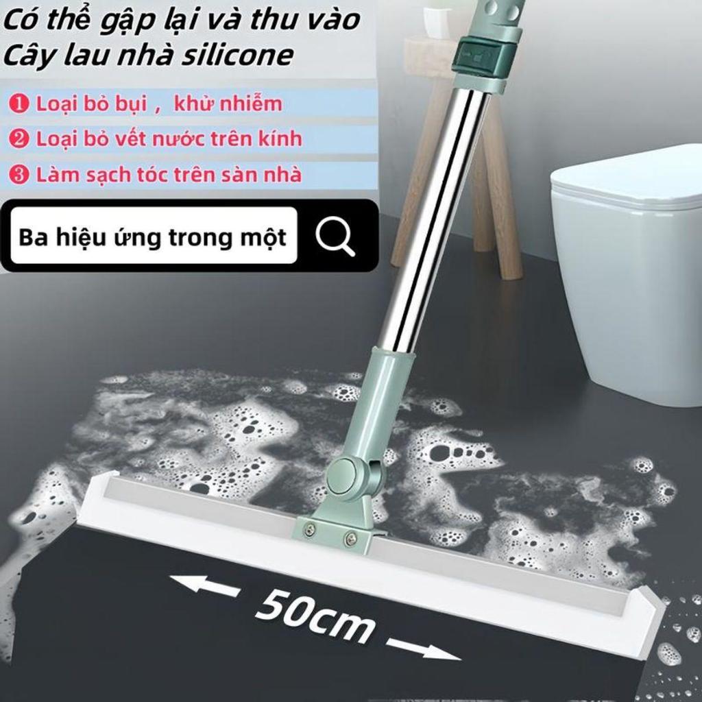 Cây Gạt Nước Sàn Nhà, Chổi Gạt Nước Silicon Nhà Tắm Cán Thép Không Gỉ Tăng Giảm Chiều Dài