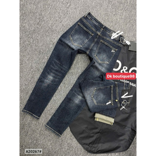 Quần Jean Nam Ống dáng côn đứng Wash Xước Nhẹ Hoạ Tiết Sang Trọng Phong Cách Streetwear