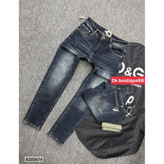 Quần Jean Nam Ống dáng côn đứng Wash Xước Nhẹ Hoạ Tiết Sang Trọng Phong Cách Streetwear