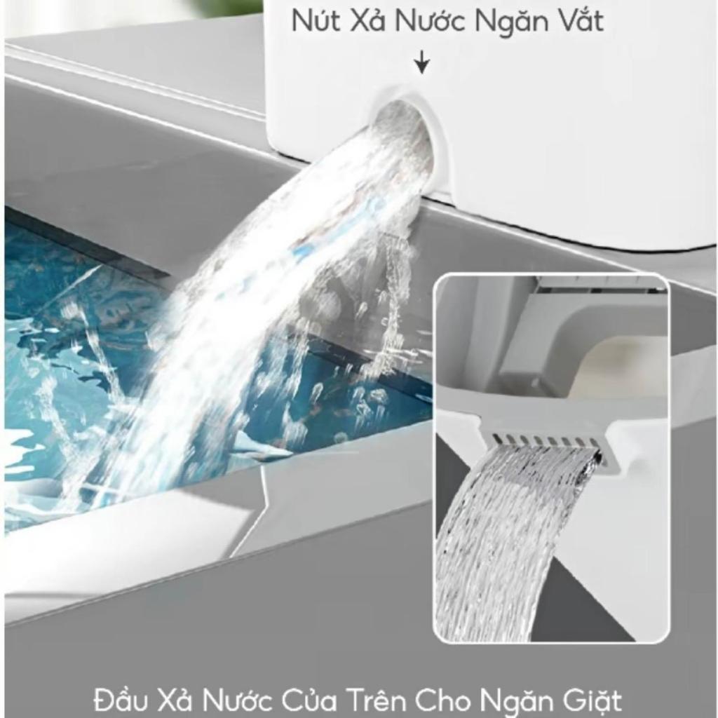 Chổi Lau Nhà (1 thùng -1 cây lau- 4 miếng lau), Thùng Lau Sàn Làm Sạch Inox thùng nhựa abs có thể xoay thông minh