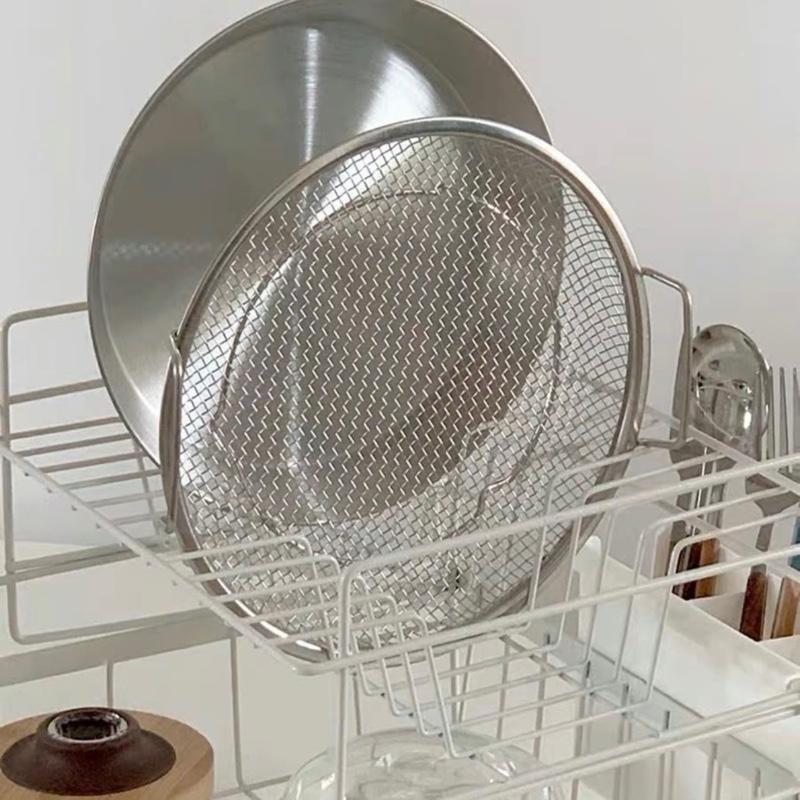 SET KHAY (ĐĨA) KÈM VỈ LƯỚI LỌC DẦU CHẤT LIỆU INOX 304 CAO CẤP, SIZE 20cm Rổ Lỗ