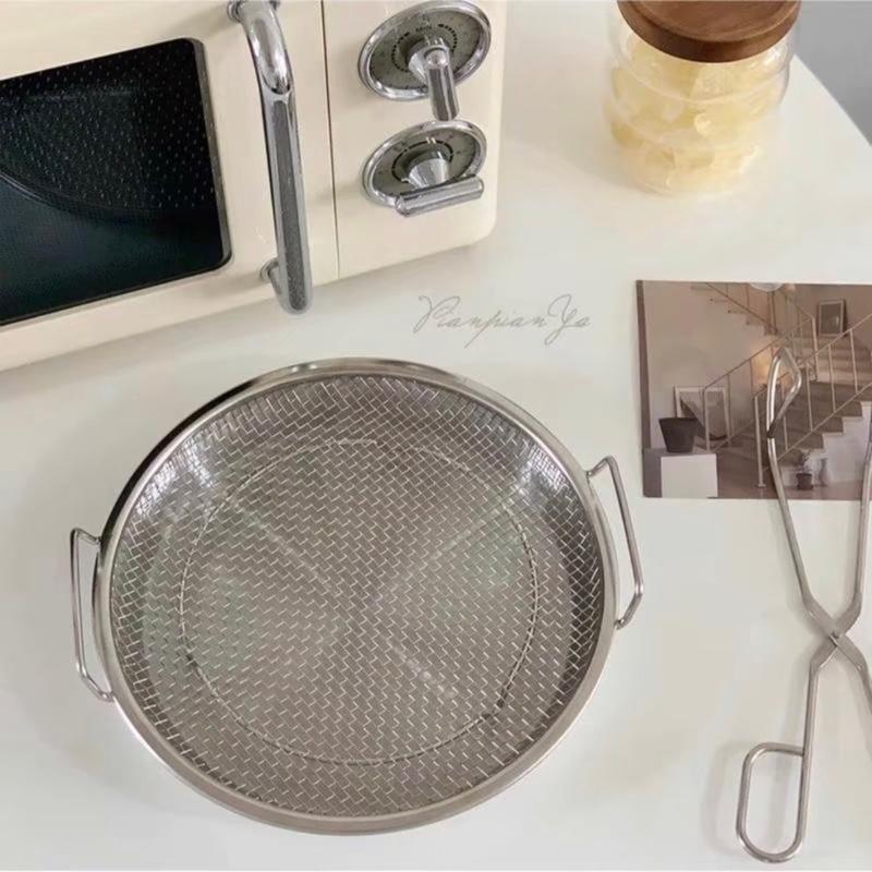 SET KHAY (ĐĨA) KÈM VỈ LƯỚI LỌC DẦU CHẤT LIỆU INOX 304 CAO CẤP, SIZE 20cm Rổ Lỗ