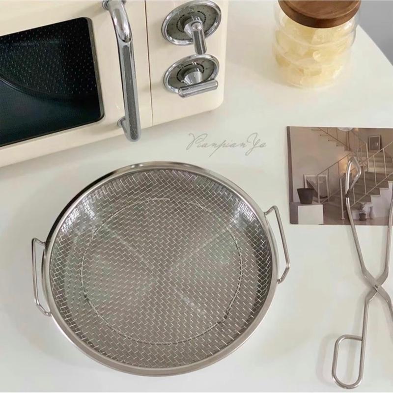 SET KHAY (ĐĨA) KÈM VỈ LƯỚI LỌC DẦU CHẤT LIỆU INOX 304 CAO CẤP, SIZE 20cm Rổ Lỗ