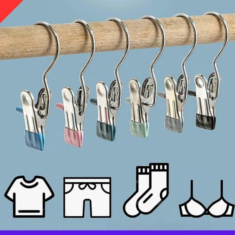 COMBO 50￼ Móc Kẹp Đơn Treo Quần Áo, Mũ, Nón ,Tất, Vớ Bằng Inox Bọc Nhựa PVC Chắc Chắn Chống Tuột Tiện Ích, Đa Năng. Móc