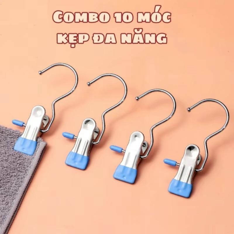 COMBO 50￼ Móc Kẹp Đơn Treo Quần Áo, Mũ, Nón ,Tất, Vớ Bằng Inox Bọc Nhựa PVC Chắc Chắn Chống Tuột Tiện Ích, Đa Năng. Móc