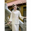 Bộ Đi Lễ Chùa, Pháp Phục Nữ Linen Đũi Vân Mây Cao Cấp Cổ Tròn 5 Cúc Đũa | Đồ Lam An Nhiên
