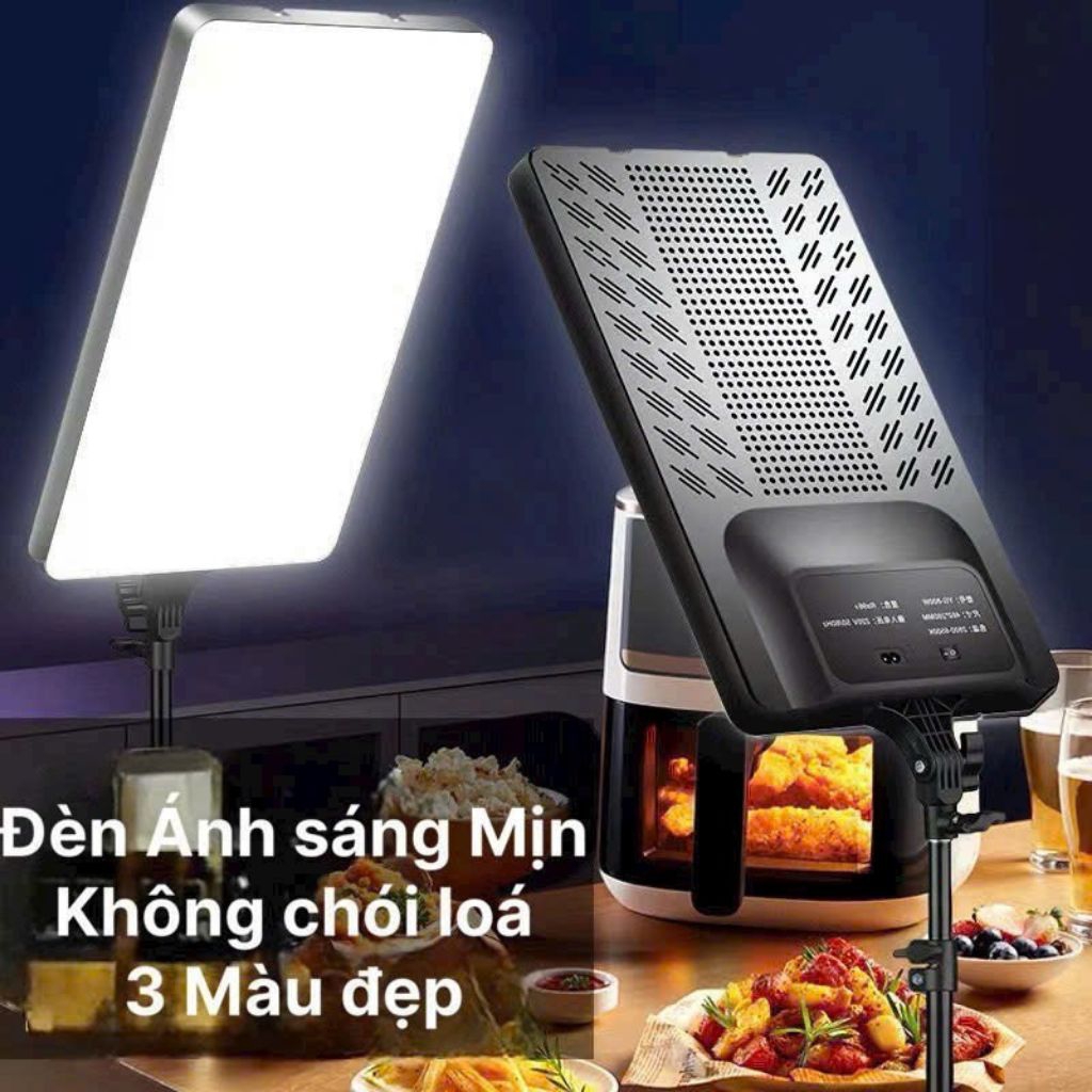 Đèn livestream chữ nhật chân 2m1 loại tốt bằng thép, đèn có 3 chế độ ánh sáng đẹp