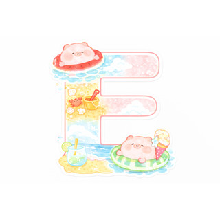 32 MÓC KHOÁ CHỮ CÁI HEO HỒNG ĐI TẮM BIỂN ĐÁNG YÊU MÙA HÈ SUMMER KEYCHAINS
