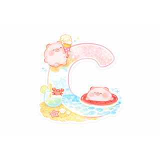 32 MÓC KHOÁ CHỮ CÁI HEO HỒNG ĐI TẮM BIỂN ĐÁNG YÊU MÙA HÈ SUMMER KEYCHAINS