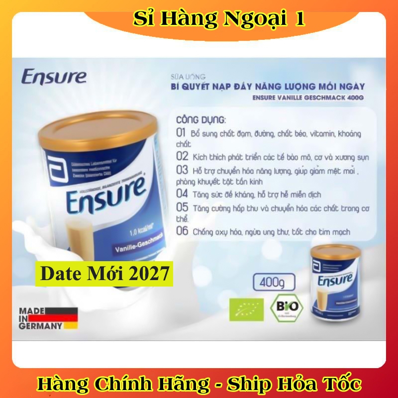 [auth] Sữa Ensure của Đức 400g Date mới- Nội địa Đức Đủ Bill [Hot]