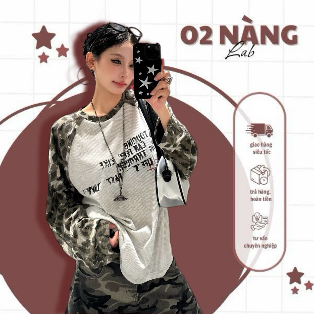 Áo Thun Tay Dài Nữ Form Rộng Unisex Phối Màu Rằn Ri Kiểu Streetwear ...