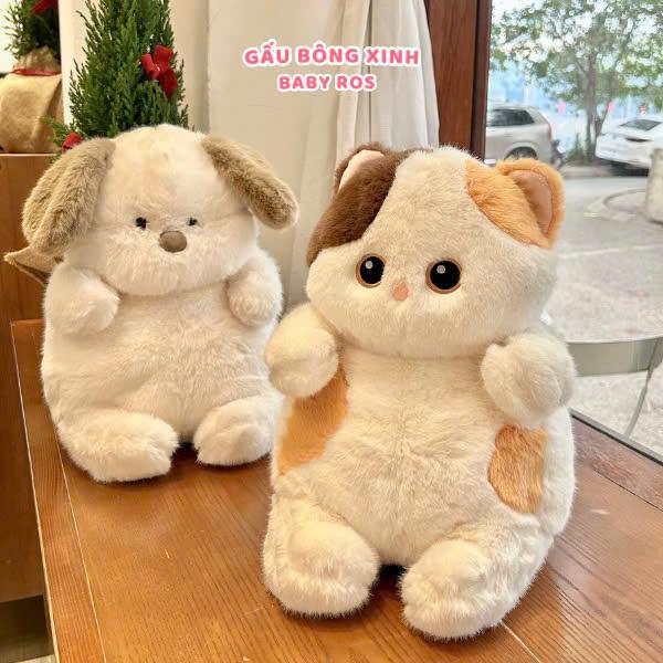 Gấu bông chính hãng BOBOVA Cún, Mèo tam thể cao cấp