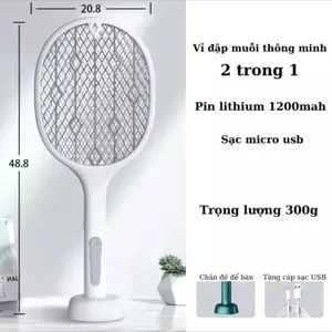 Vợt muỗi tự động kiêm đèn bắt muỗi 2in1 tự động sạc tích điện vợt bắt muỗi thông minh cao cấp để bàn 2024 AM263 Máy Bắt