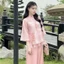 Set bộ đồ lam áo gấm phối lót tơ nến kèm quần dài lụa