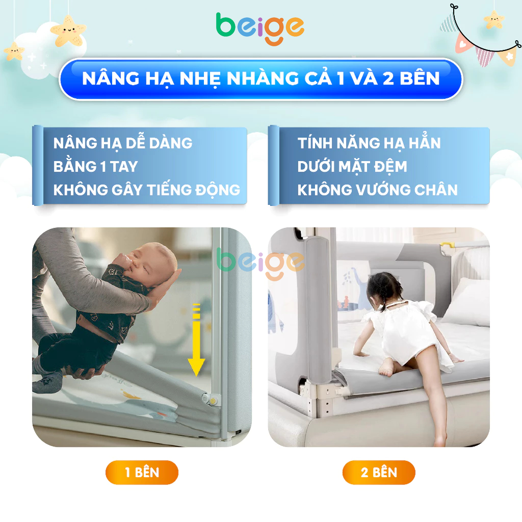 Thanh chắn giường cho bé Beige,Nhiều lớp đệm kết hợp với nhau để bảo vệ sự an toàn cho bé.