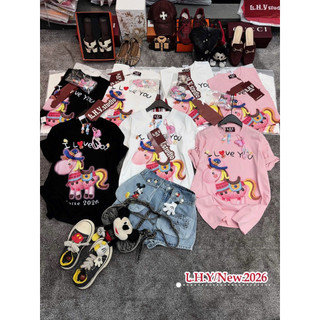 Áo thun chất cotton 4c form rộng tay lỡ - Ngựa Horse i love you