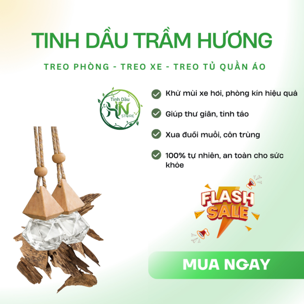 Tinh Dầu Thơm Trầm Hương Nguyên Chất Khử Mùi Thư Giãn Treo Xe Treo Phòng 10ml: Thơm Phòng, Thơm Xe, Xua Đuổi Côn Trùng.
