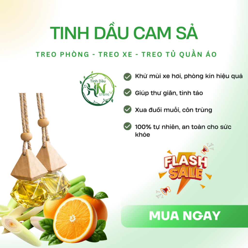 Tinh Dầu Thơm Phòng  Nguyên Chất Treo Xe Treo Phòng 10ml: Thơm Phòng, Thơm Xe, Đuổi Muỗi.