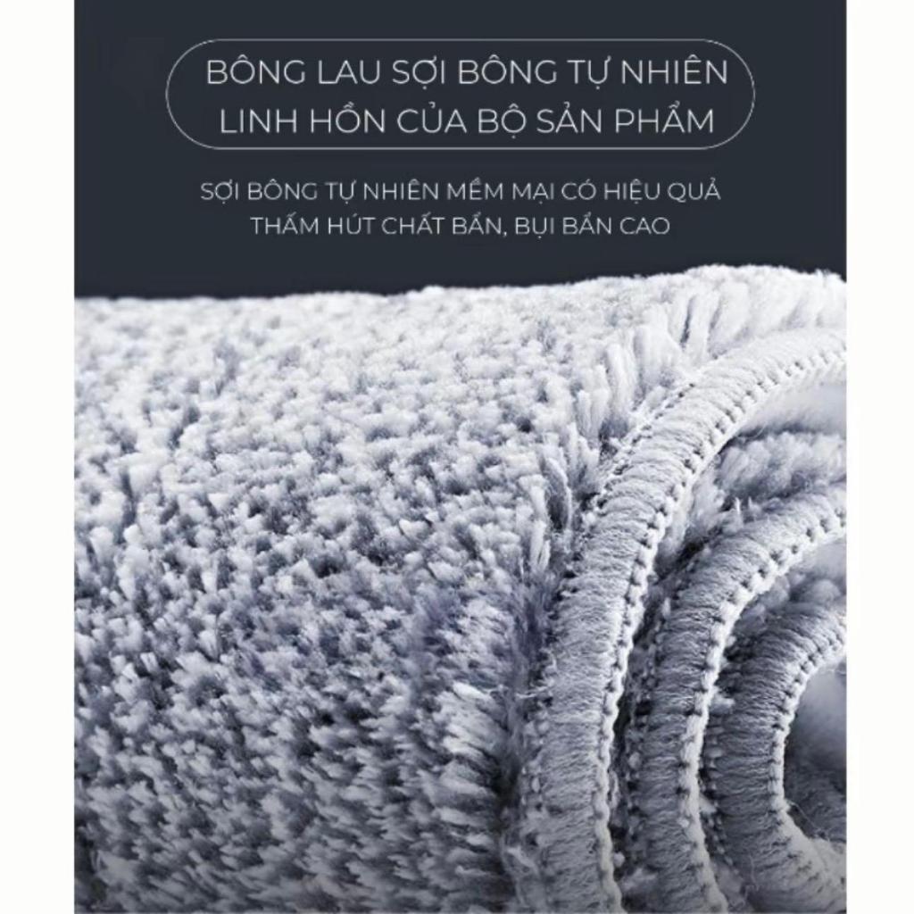 Chổi Lau Nhà (1 thùng -1 cây lau- 4 miếng lau), Thùng Lau Sàn Làm Sạch Inox thùng nhựa abs có thể xoay thông minh