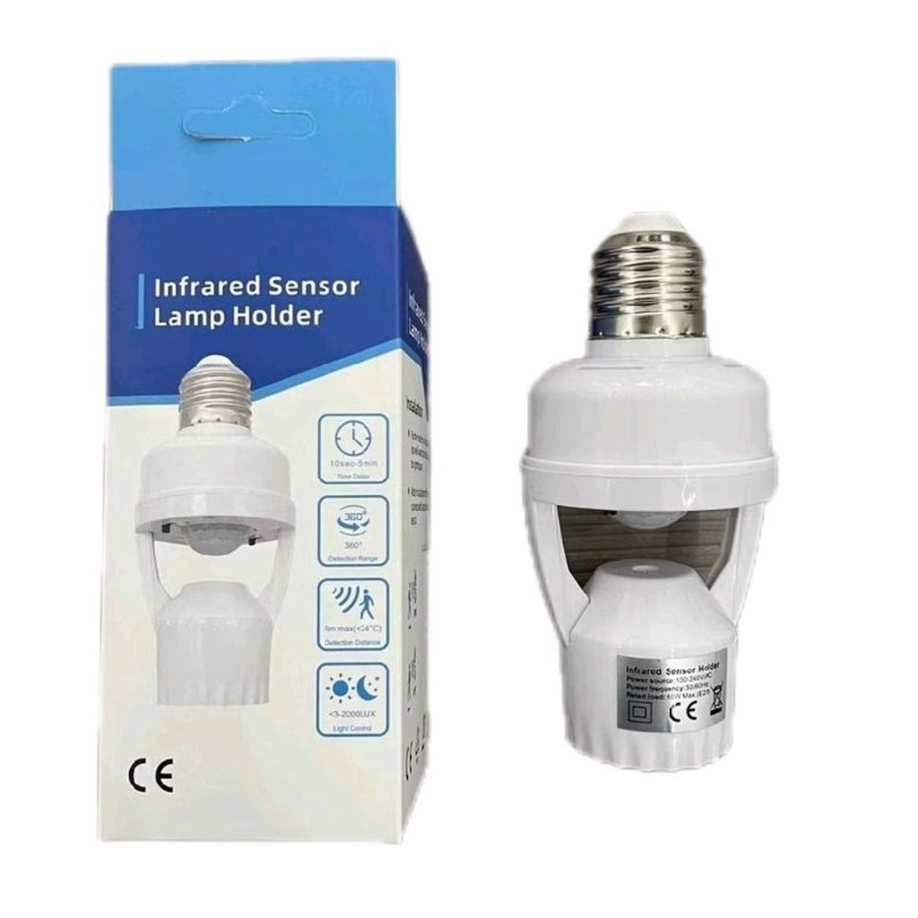 Đui đèn treo cảm ứng hồng ngoại E27 - Loại tốt, cảm biến chuyển động, có nút chỉnh thời gian