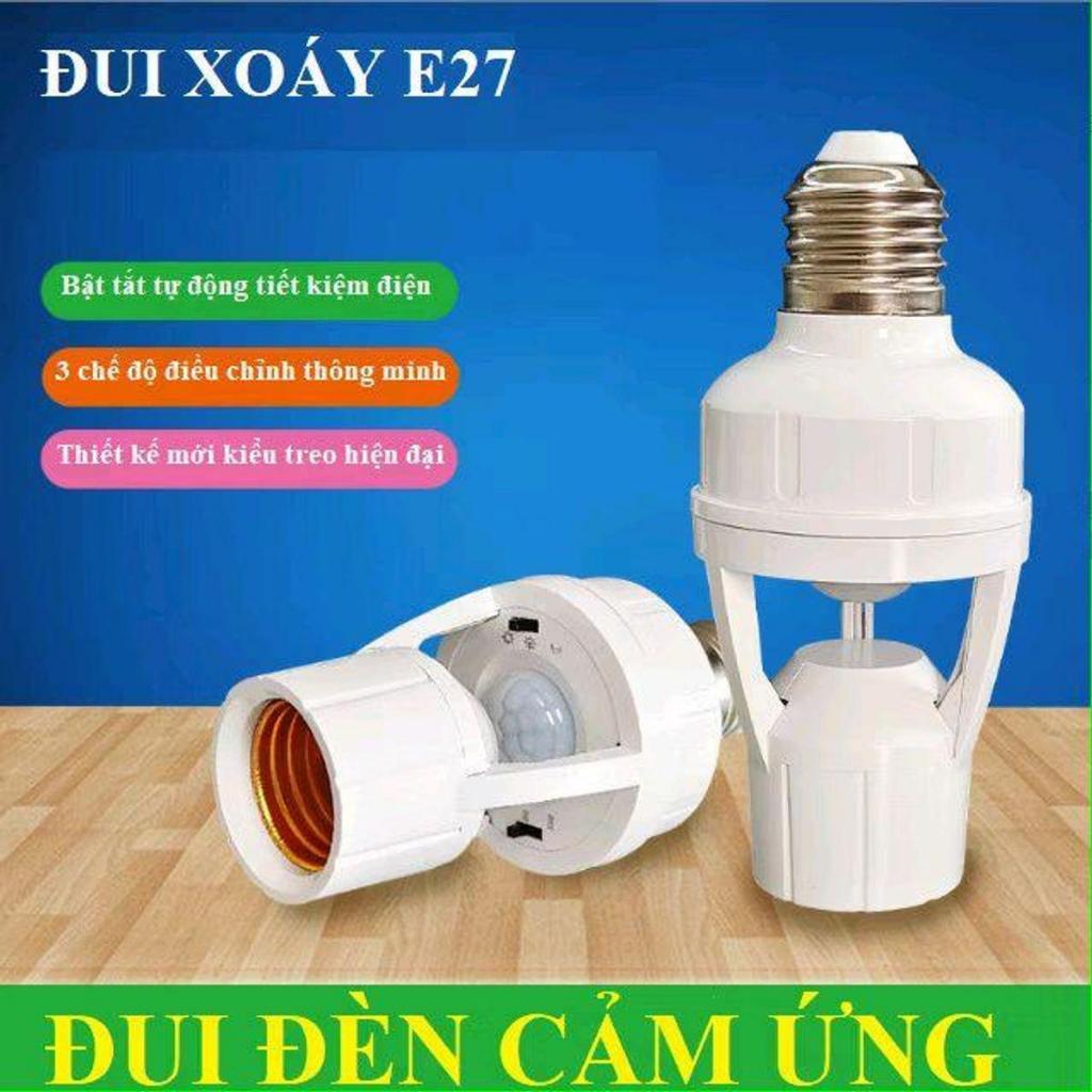 Đui đèn treo cảm ứng hồng ngoại E27 - Loại tốt, cảm biến chuyển động, có nút chỉnh thời gian