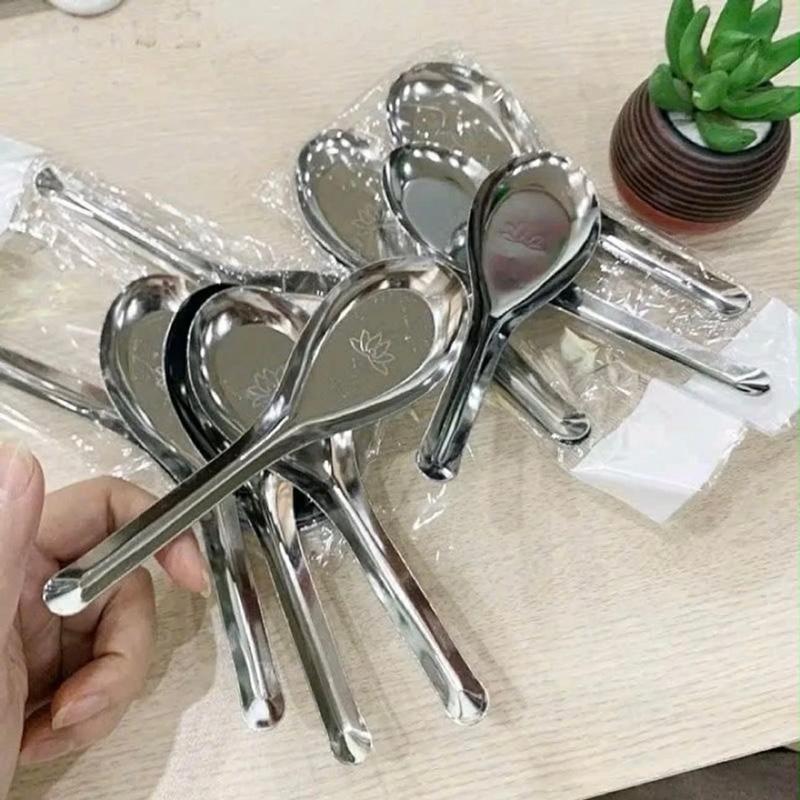 Thìa Inox Bông Sen Hoa Sen, Thìa Ăn Phở, Thìa Ăn Cháo Inox Tiện Dụng